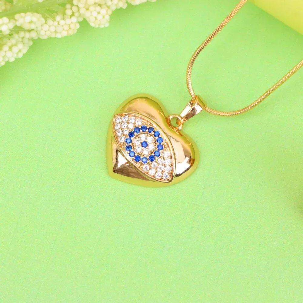 "Heart Shape Evil Eye Pendant in Rose Gold Finish, XPPT1576 - Picture 11 of 13